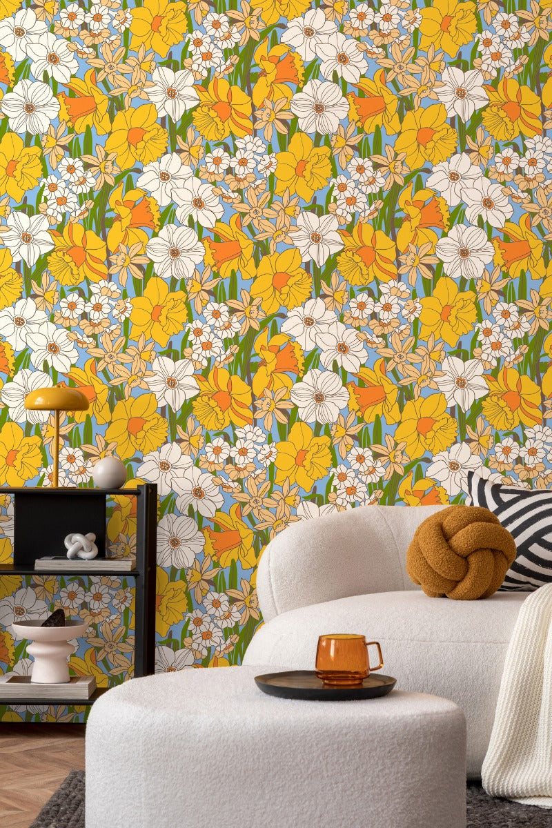 Easter Parade - Custom Sized Wallpaper Mural (per m2) - Blue Multi
