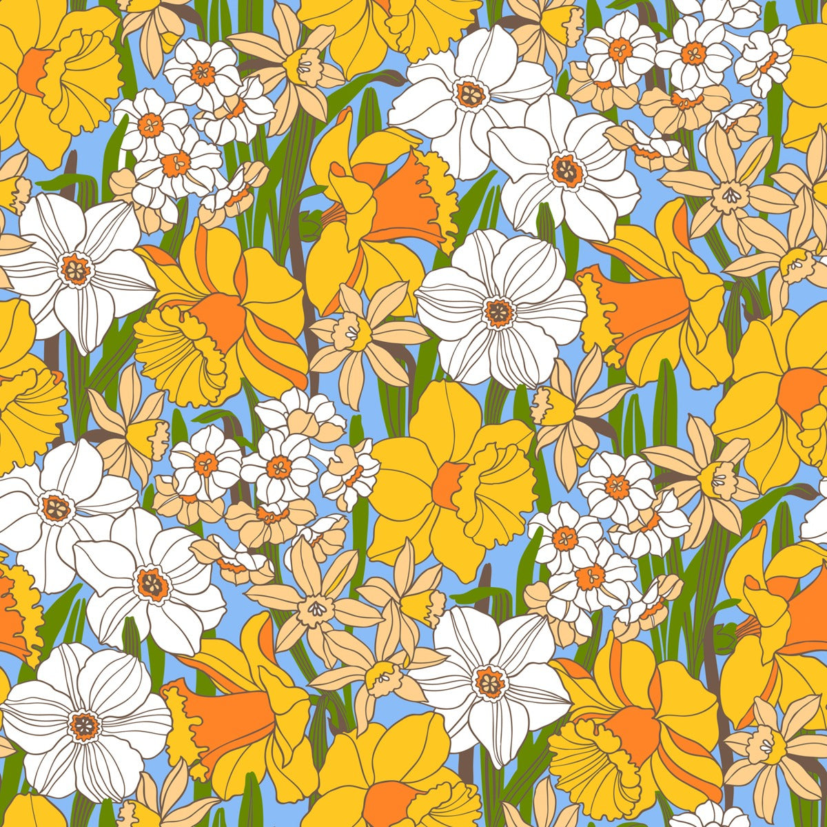Easter Parade - Custom Sized Wallpaper Mural (per m2) - Blue Multi