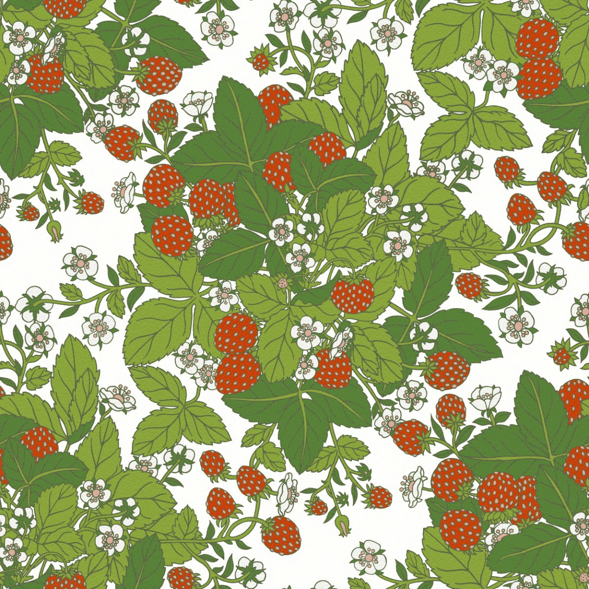 Sample - Strawberry Fields - Custom Sized Wallpaper Mural (per m2) - White Multi