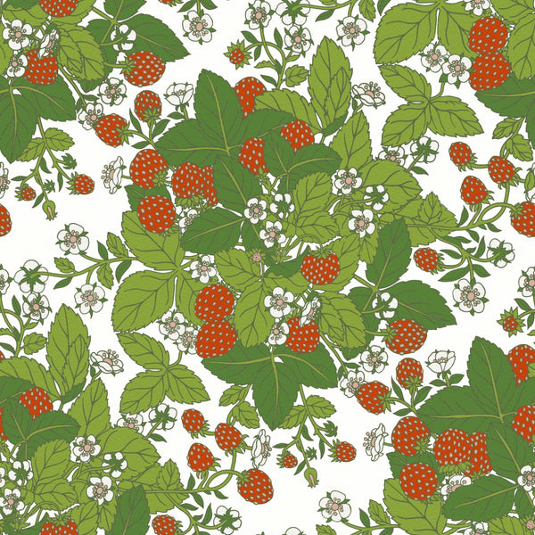 Sample - Strawberry Fields - Custom Sized Wallpaper Mural (per m2) - White Multi