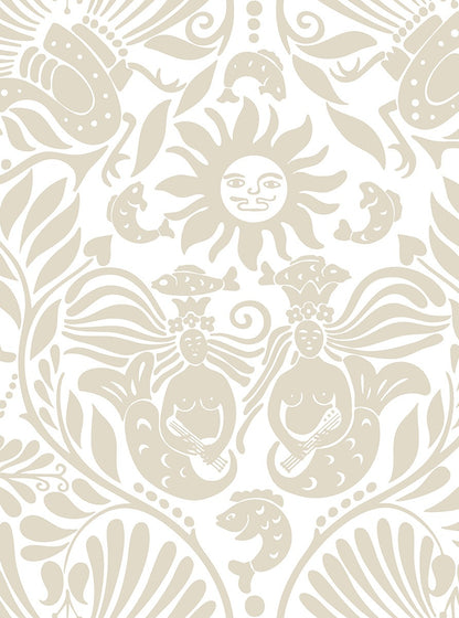 Mermaid Groove - Custom Sized Wallpaper Mural (per m2) - Beige
