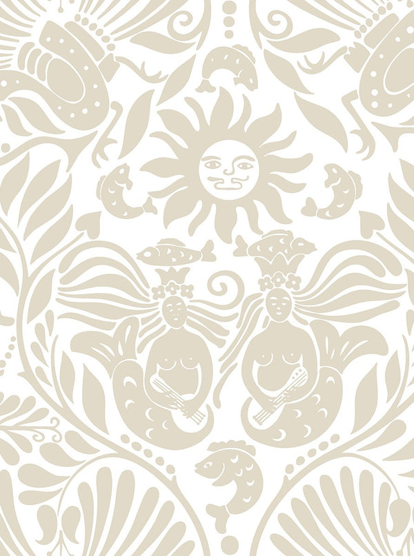 Sample - Mermaid Groove - Custom Sized Wallpaper Mural (per m2) - Beige