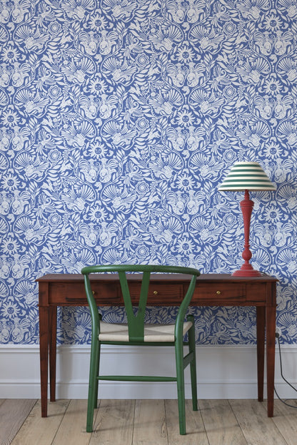 Mermaid Groove - Custom Sized Wallpaper Mural (per m2) - Blue