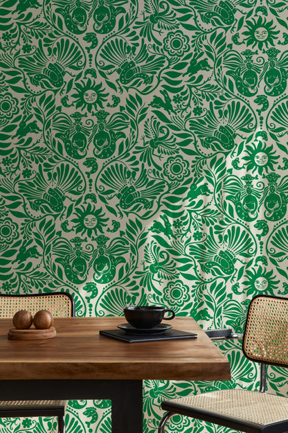 Mermaid Groove - Custom Sized Wallpaper Mural (per m2) - Green