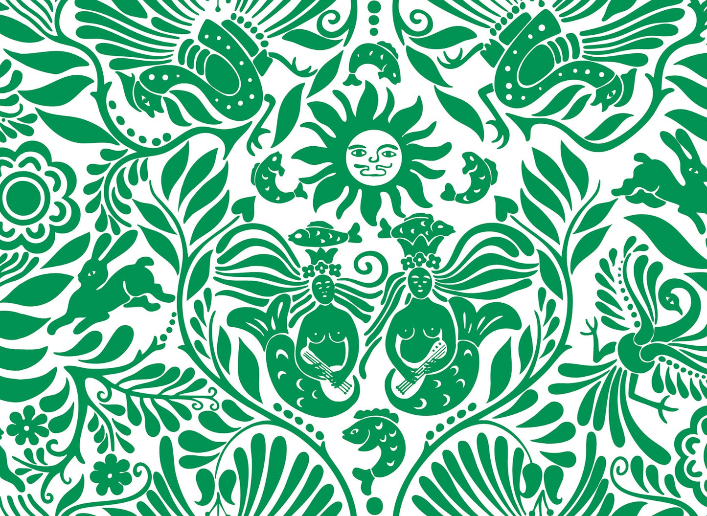 Mermaid Groove - Custom Sized Wallpaper Mural (per m2) - Green