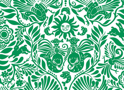 Mermaid Groove - Custom Sized Wallpaper Mural (per m2) - Green