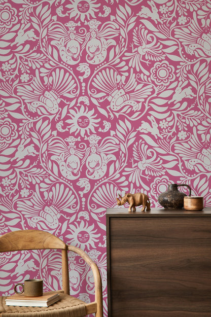 Mermaid Groove - Custom Sized Wallpaper Mural (per m2) - Pink