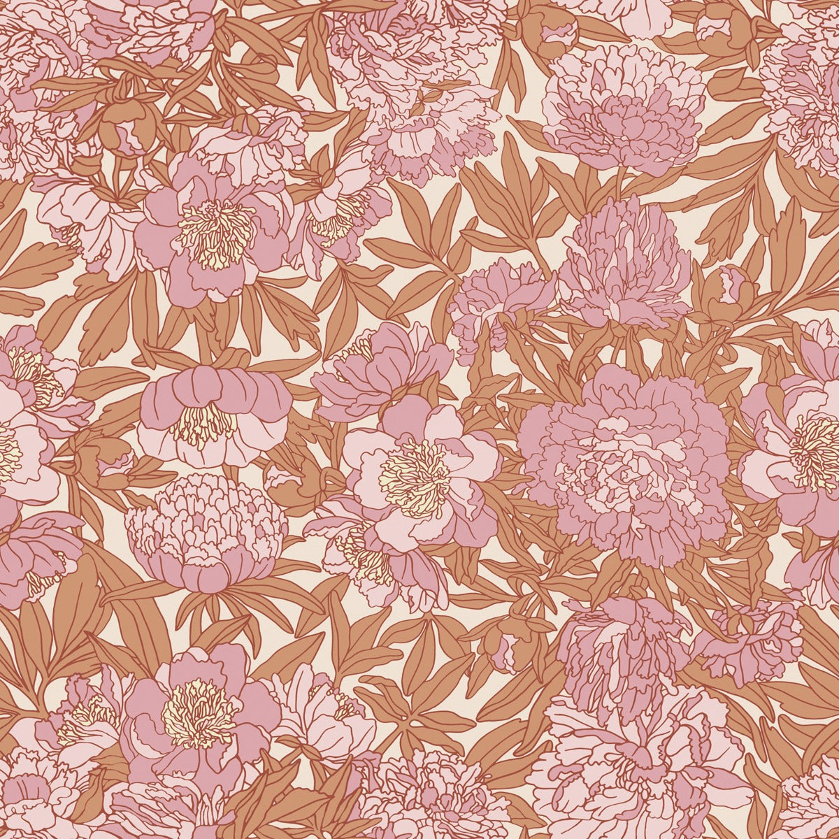 Peony Fever - Custom Sized Wallpaper Mural (per m2) - Pink