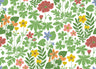 Retro Flowers - Custom Sized Wallpaper Mural (per m2) - White Multi