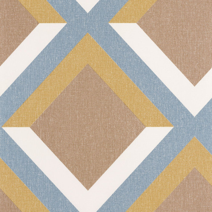 Sample - Groove Wallpaper - Bleu Ggris Ocre Terracotta - Discontinuing