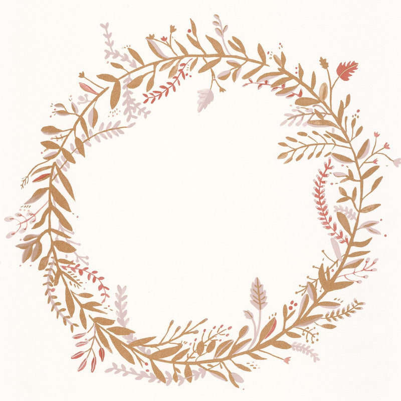 Sample - Harmony Wreath Wallpaper - Rose