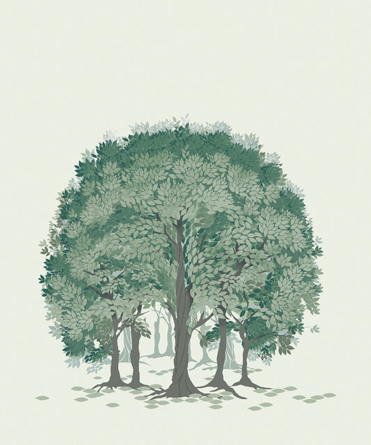 Beech Forest - Custom Sized Wallpaper Mural (per m2) - Green Shades