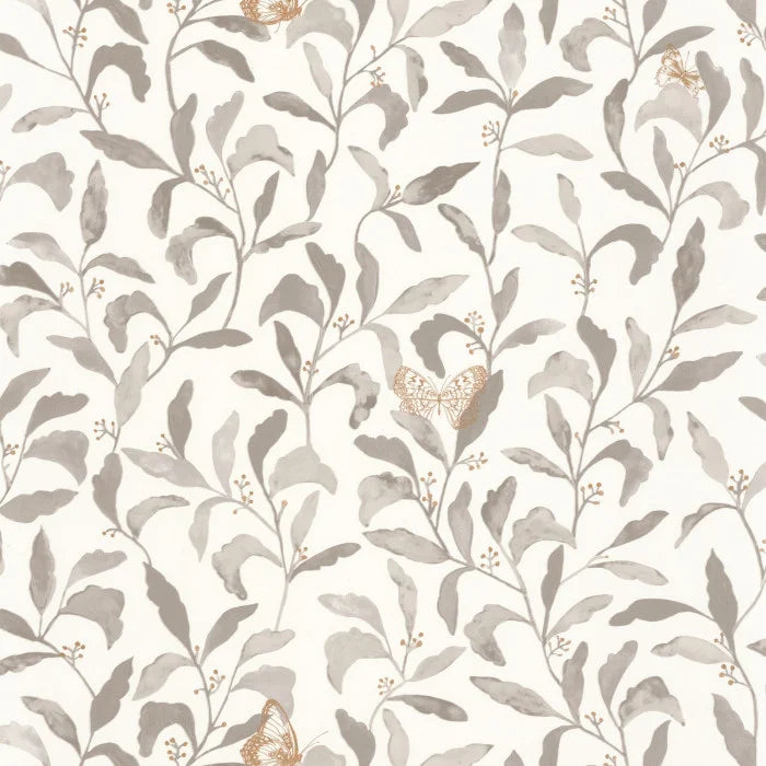 Green Life Sweet Butterfly Wallpaper - Taupe Gold - Discontinuing