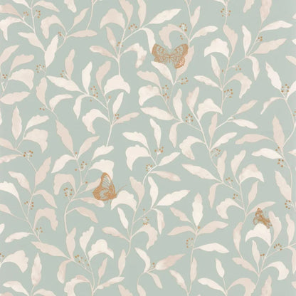 Green Life Sweet Butterfly Wallpaper - Vert D'eau Or - Discontinuing