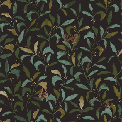 Green Life Sweet Butterfly Wallpaper - Vert Or Fond Noir - Discontinuing