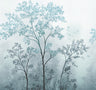 Misty Morning Tree - Custom Sized Wallpaper Mural (per m2) - Blue