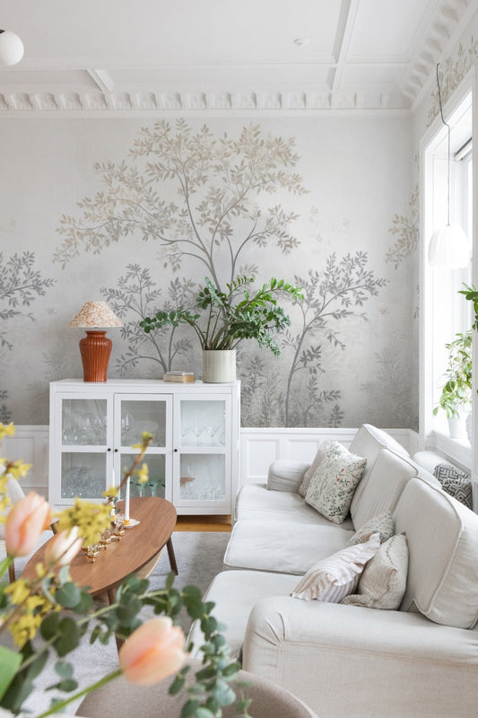 Misty Morning Tree - Custom Sized Wallpaper Mural (per m2) - Light