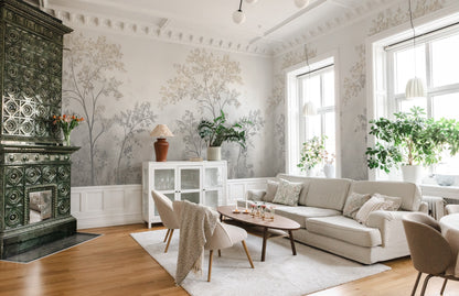 Misty Morning Tree - Custom Sized Wallpaper Mural (per m2) - Light
