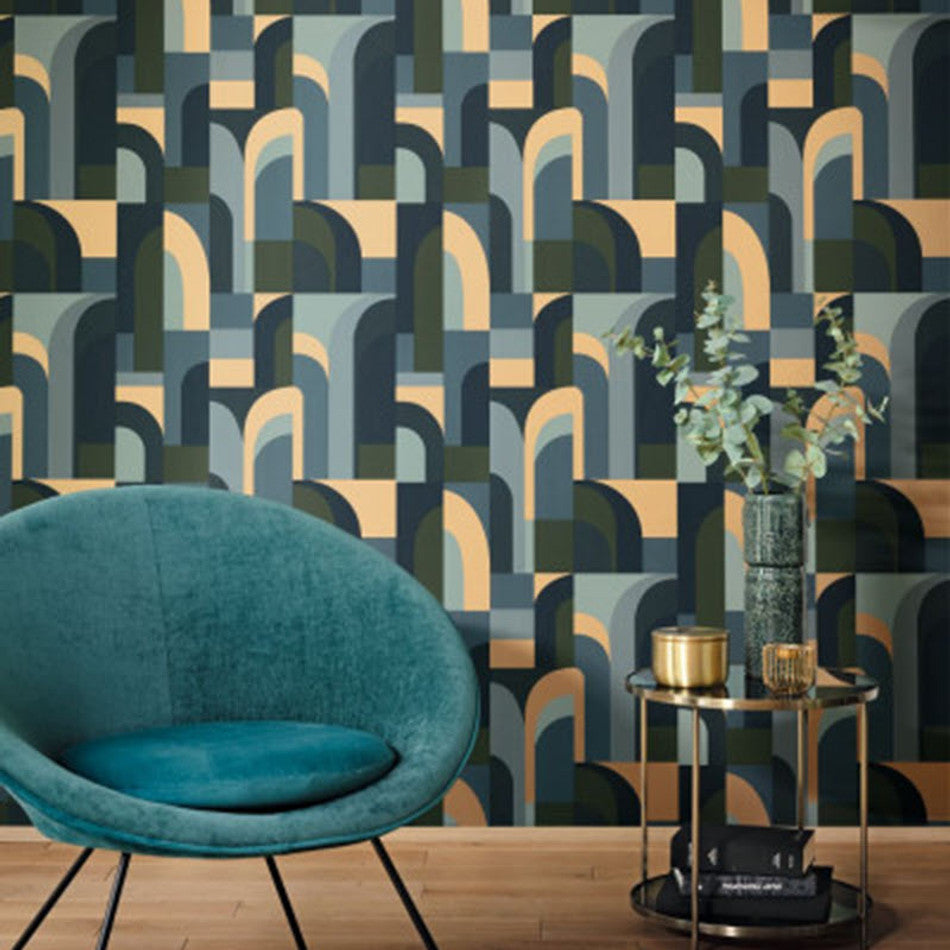 Labyrinth Doors Wallpaper - Green