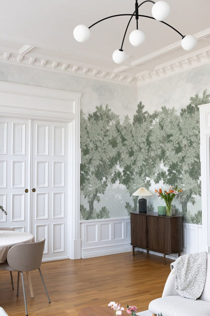 Scent of Pines - Custom Sized Wallpaper Mural (per m2) - Grey Green