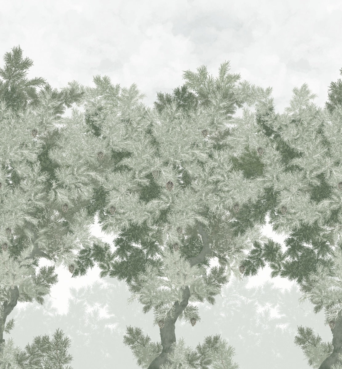 Scent of Pines - Custom Sized Wallpaper Mural (per m2) - Grey Green