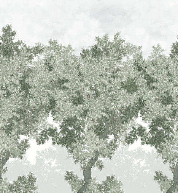 Sample - Scent of Pines - Custom Sized Wallpaper Mural (per m2) - Grey Green