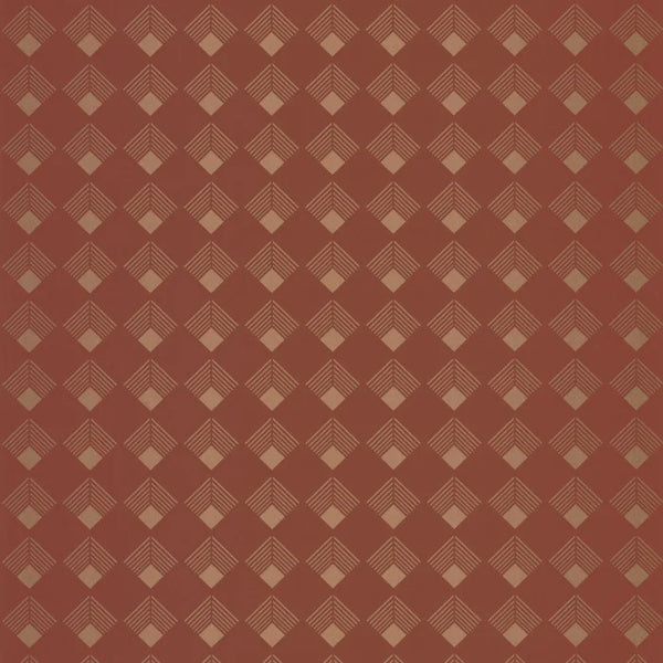 Sample - Labyrinth Patch Wallpaper - Terracotta Cuivre