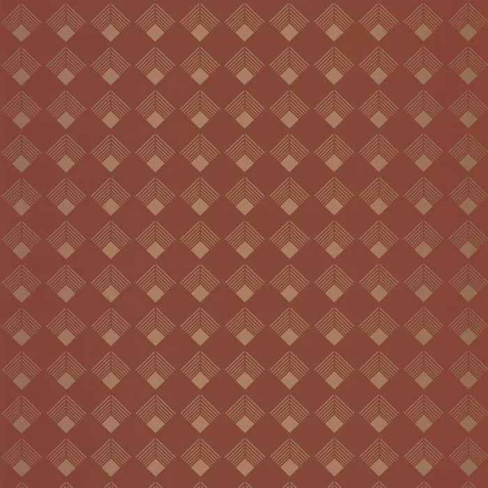 Labyrinth Patch Wallpaper - Terracotta Cuivre
