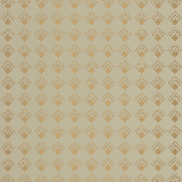 Sample - Labyrinth Patch Wallpaper - Vert Amande Dore