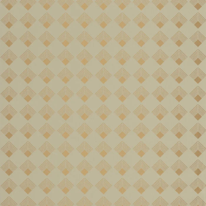 Sample - Labyrinth Patch Wallpaper - Vert Amande Dore
