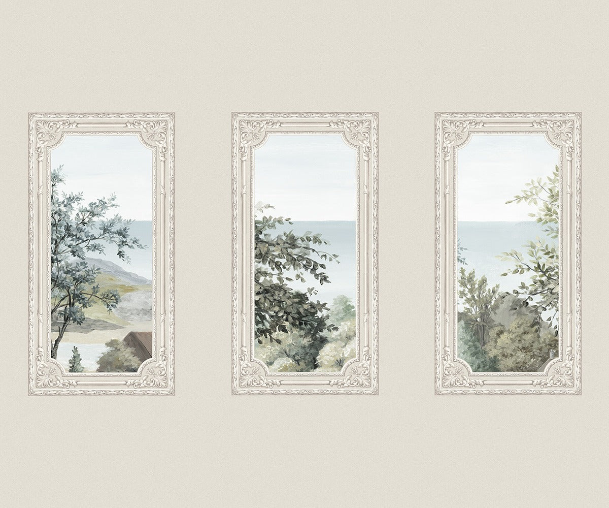 Sample - A Room With A View - Custom Sized Wallpaper Mural (per m2) - Light Grey