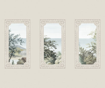 A Room With A View - Custom Sized Wallpaper Mural (per m2) - Light Grey