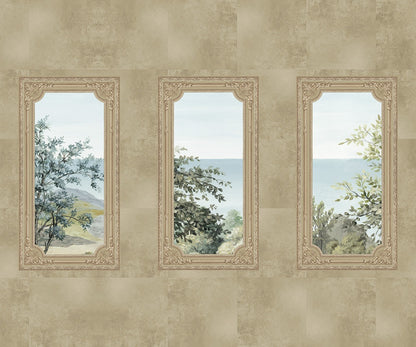 A Room With A View - Custom Sized Wallpaper Mural (per m2) - Beige Marble