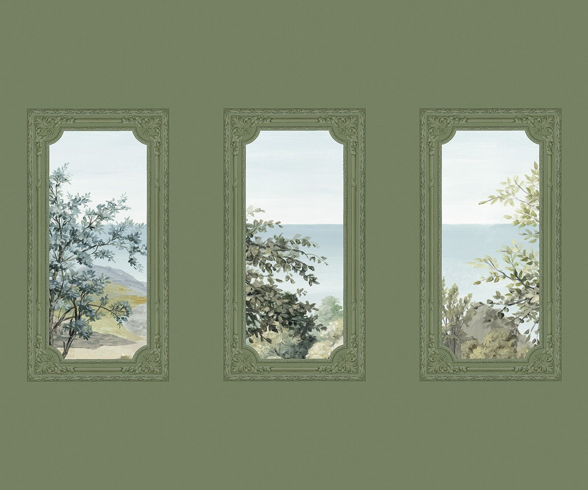 Sample - A Room With A View - Custom Sized Wallpaper Mural (per m2) - Green