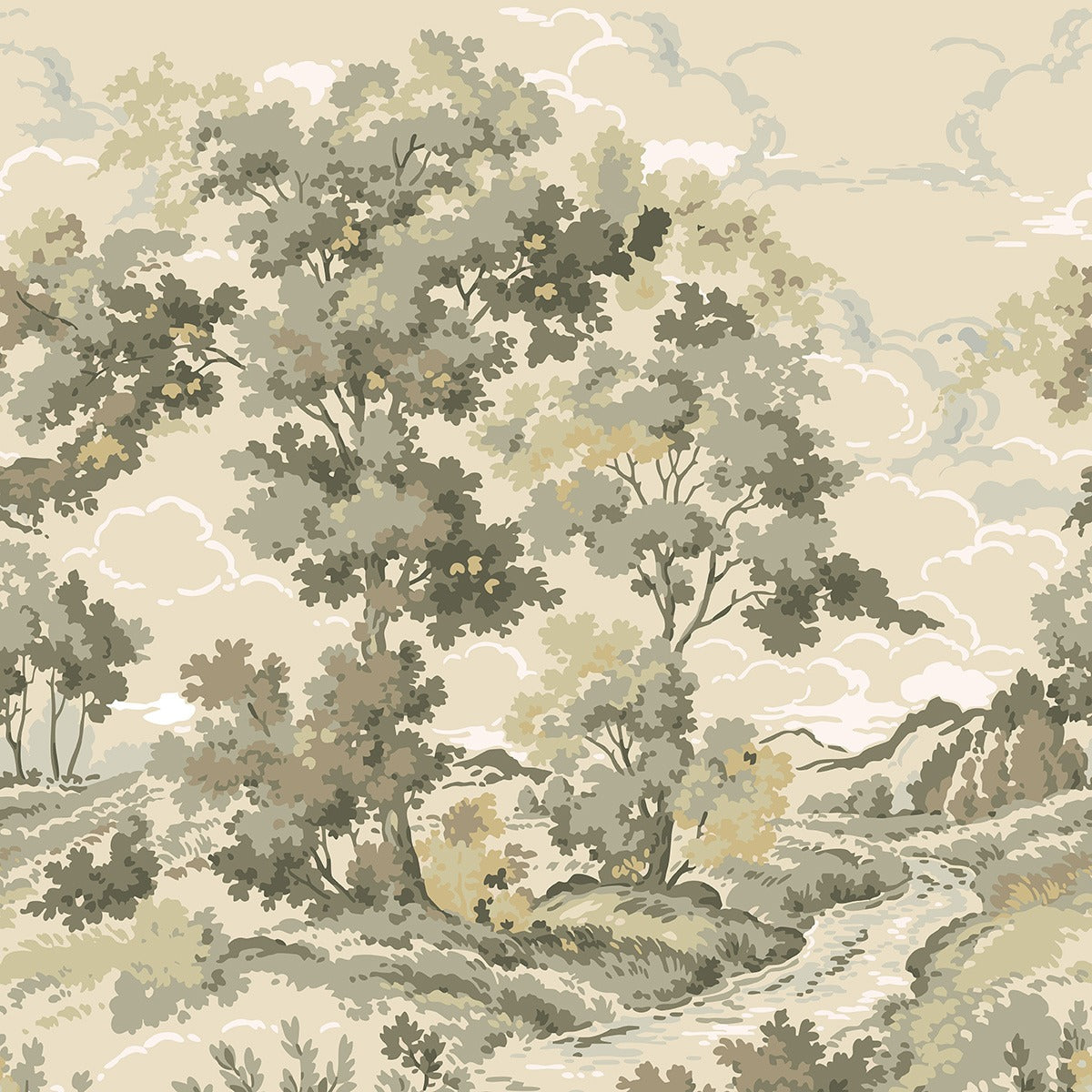 Boulogner Forest - Custom Sized Wallpaper Mural (per m2) - Beige