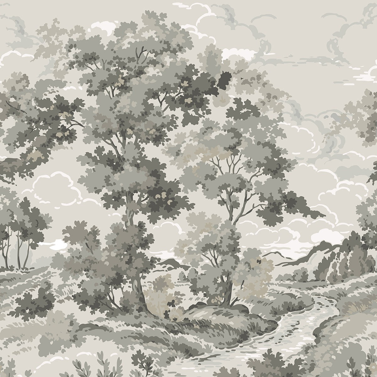 Boulogner Forest - Custom Sized Wallpaper Mural (per m2) - Warm Grey