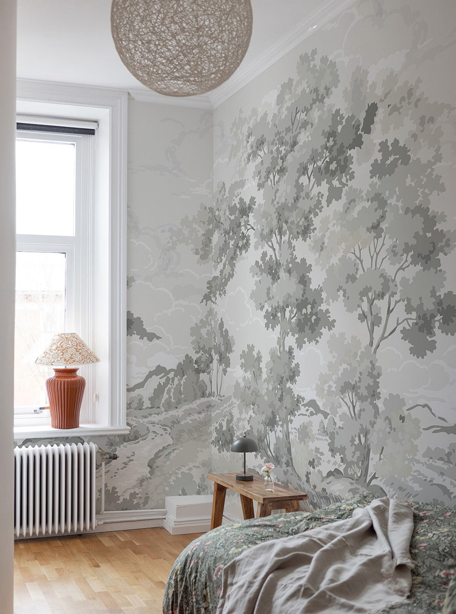 Boulogner Forest - Custom Sized Wallpaper Mural (per m2) - Light Grey