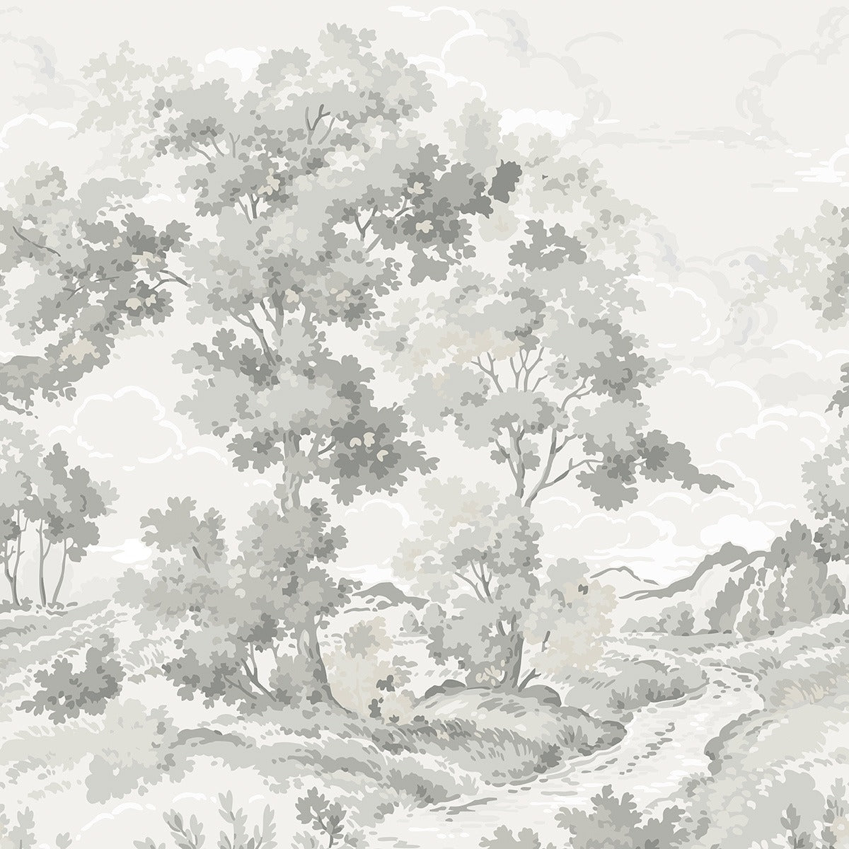 Boulogner Forest - Custom Sized Wallpaper Mural (per m2) - Light Grey
