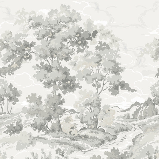 Boulogner Forest - Custom Sized Wallpaper Mural (per m2) - Light Grey