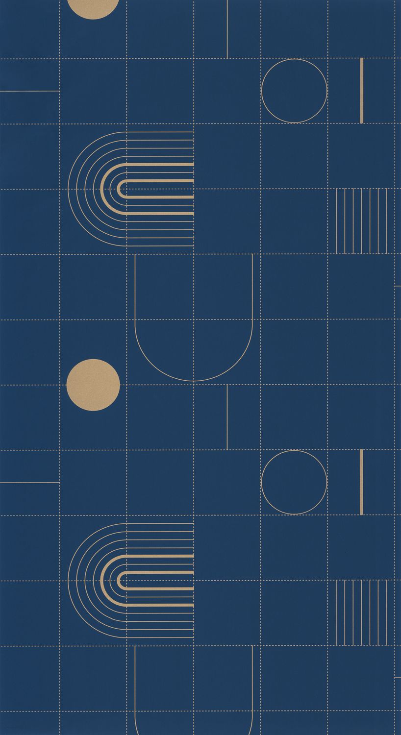 Golden Curves Wallpaper - Midnight Blue