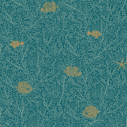 Fish and Chips Wallpaper - Turquoise - Discontinuing