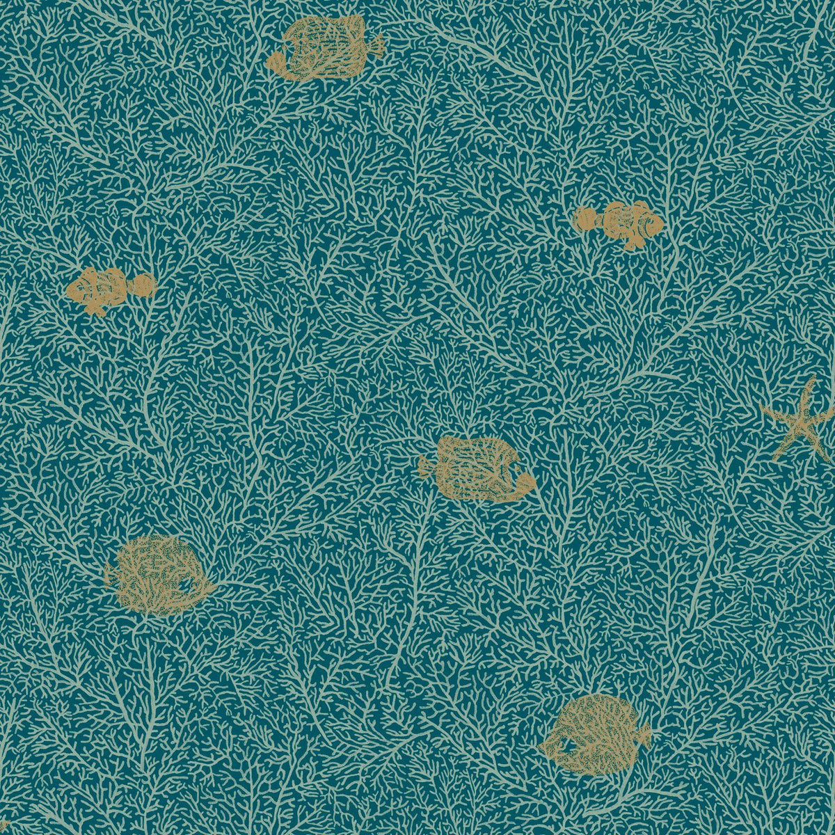 Sample - Fish and Chips Wallpaper - Turquoise