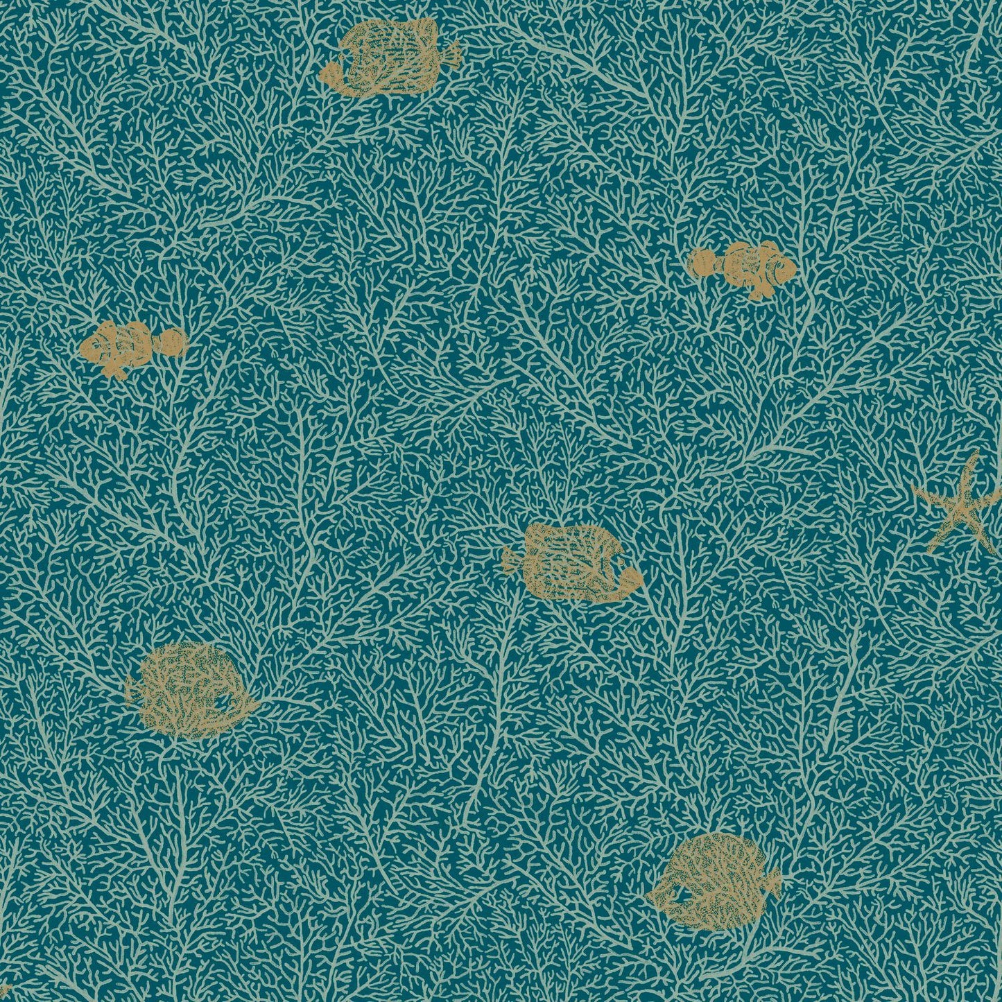 Sample - Fish and Chips Wallpaper - Turquoise