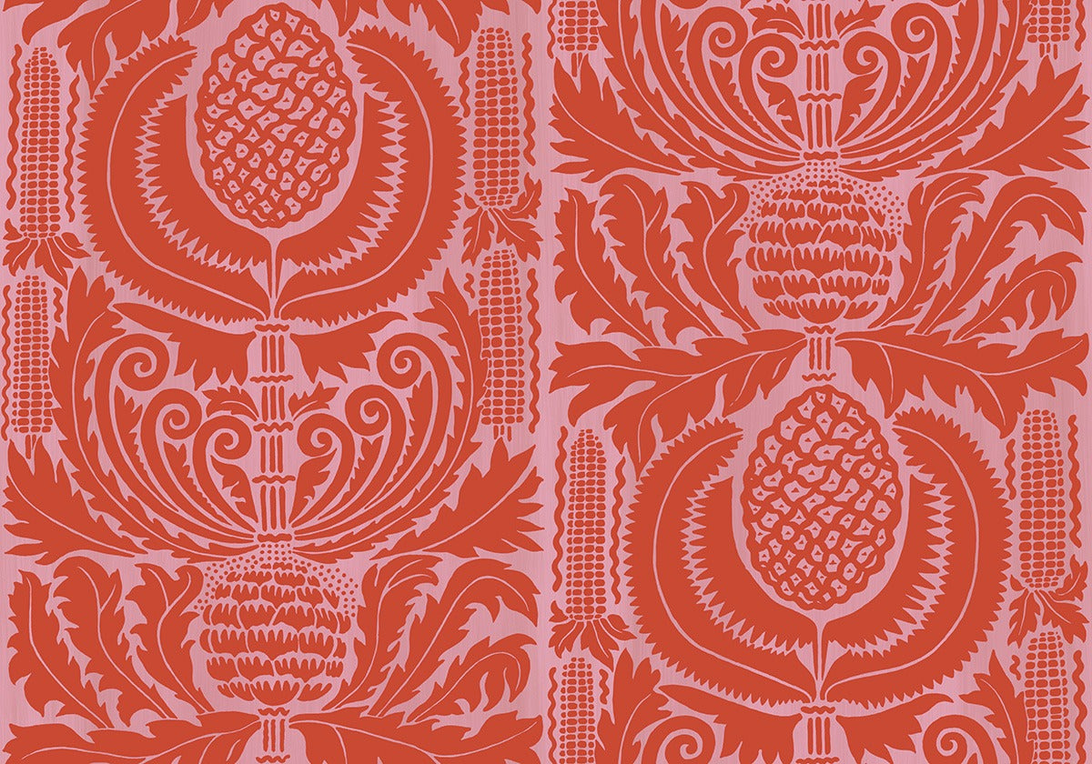 Sample - Zappa - Custom Sized Wallpaper Mural (per m2) - Orange Pink