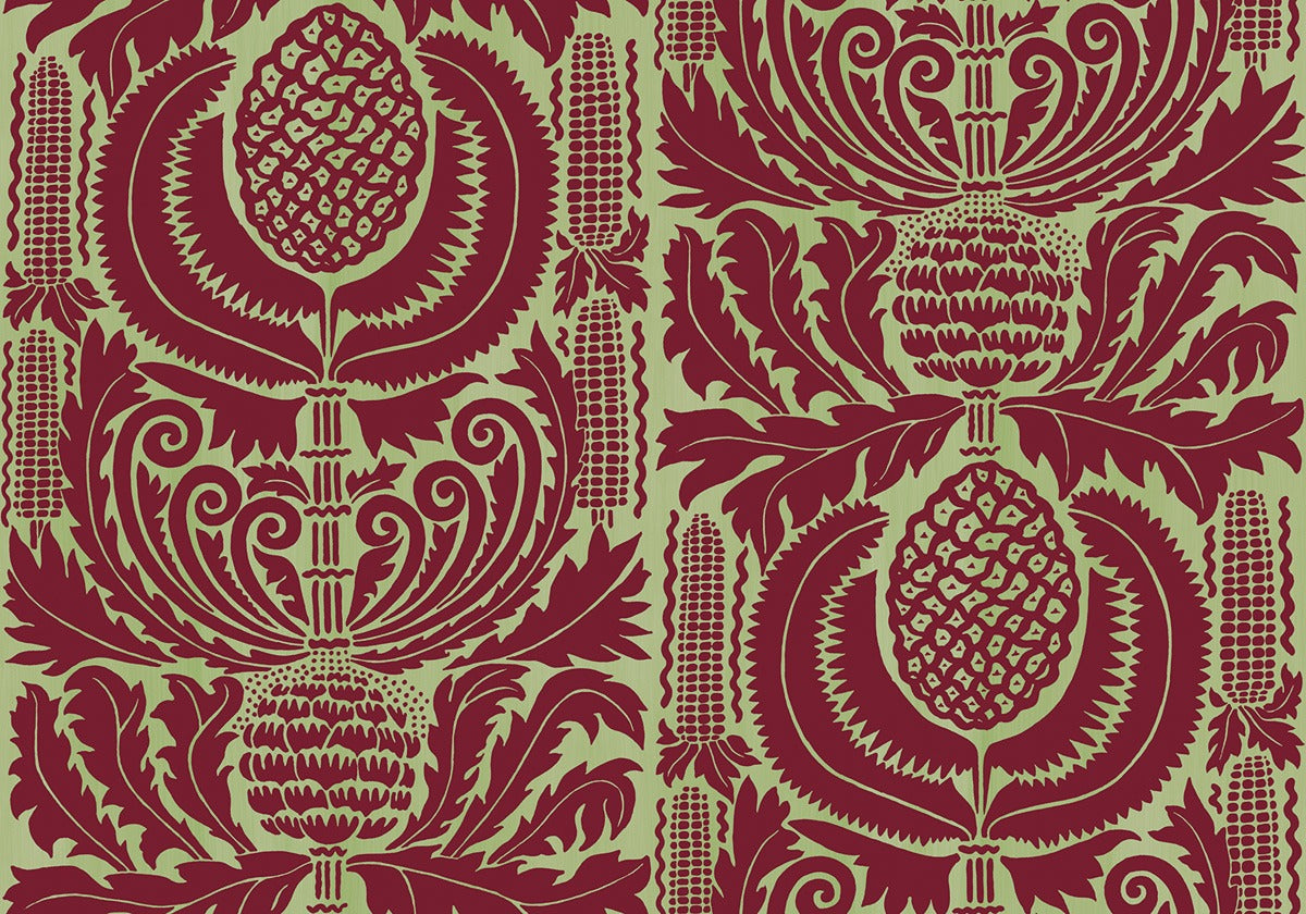 Sample - Zappa - Custom Sized Wallpaper Mural (per m2) - Wine Pistachios
