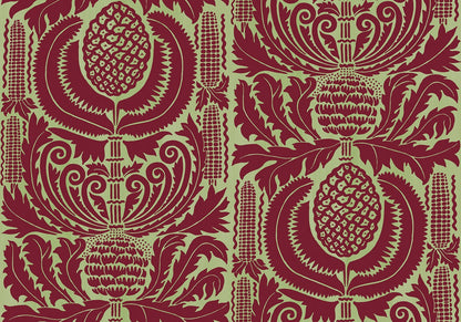 Zappa - Custom Sized Wallpaper Mural (per m2) - Wine Pistachios