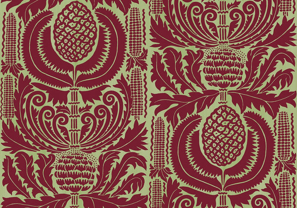 Sample - Zappa - Custom Sized Wallpaper Mural (per m2) - Wine Pistachios
