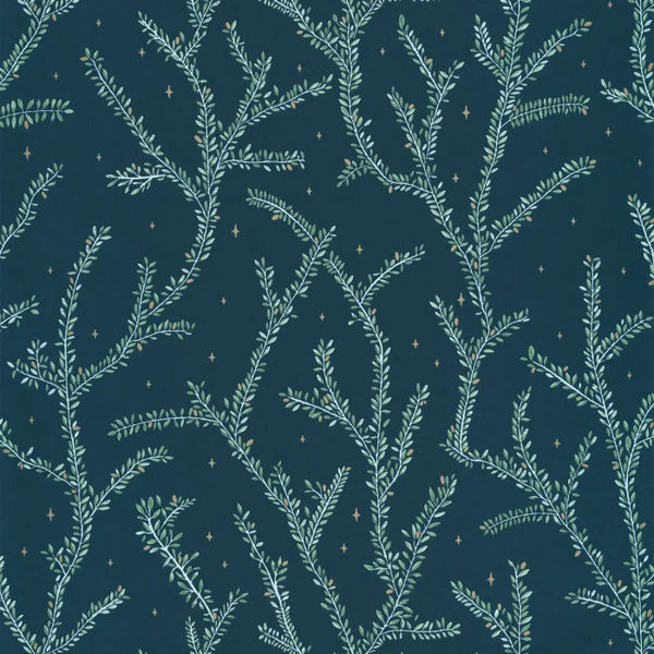Sample - Little Woods Wallpaper - Bleu Nuit