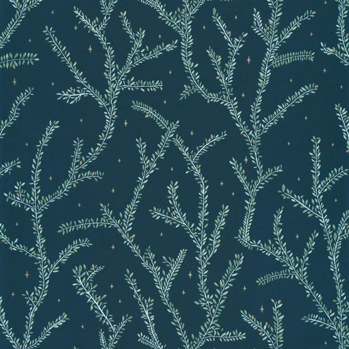 Sample - Little Woods Wallpaper - Bleu Nuit