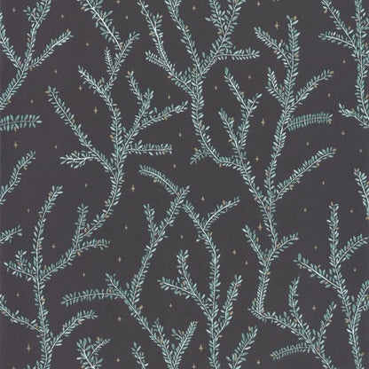 Little Woods Wallpaper - Vert Fond Noir - Discontinuing